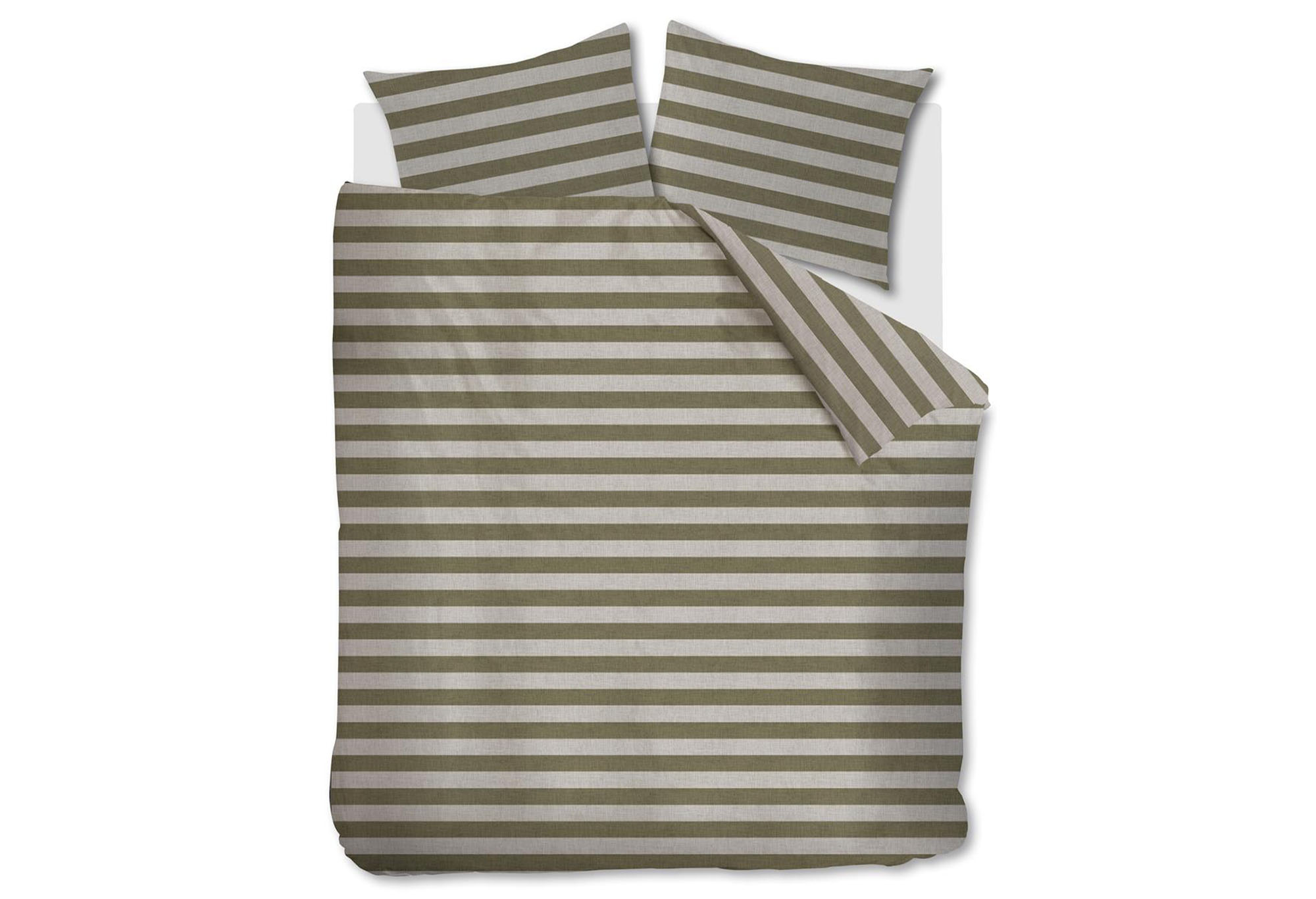 vtwonen Bold Stripe Dekbedovertrek Green | Swiss Sense product afbeelding