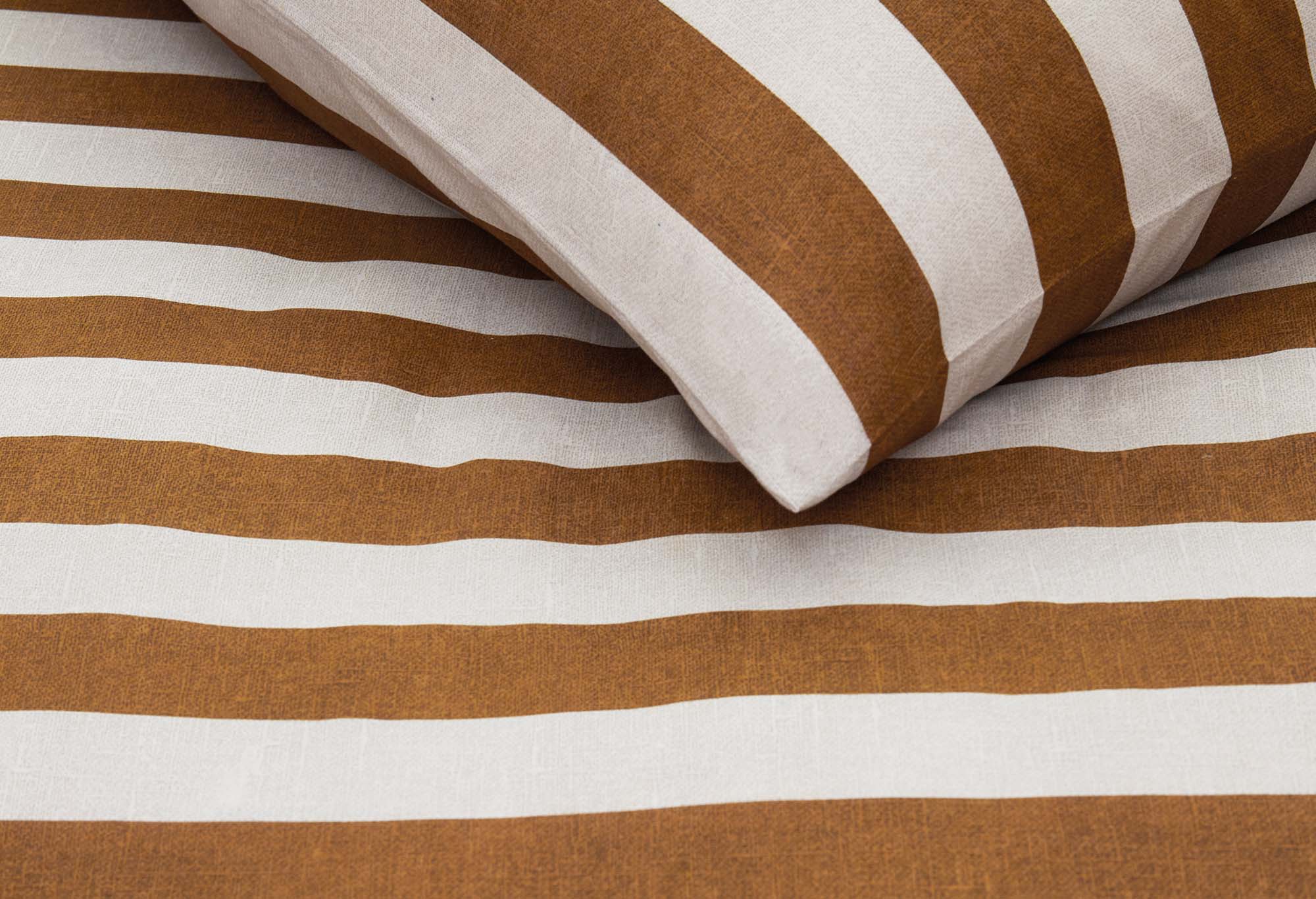 vt wonen Bold Stripe Dekbedovertrek Light Brown | Swiss Sense