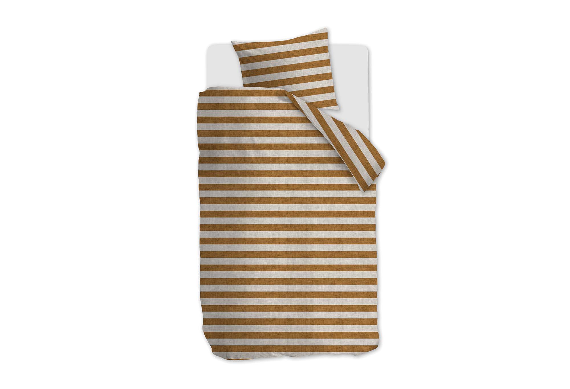 vt wonen Bold Stripe Dekbedovertrek Light Brown | Swiss Sense product afbeelding