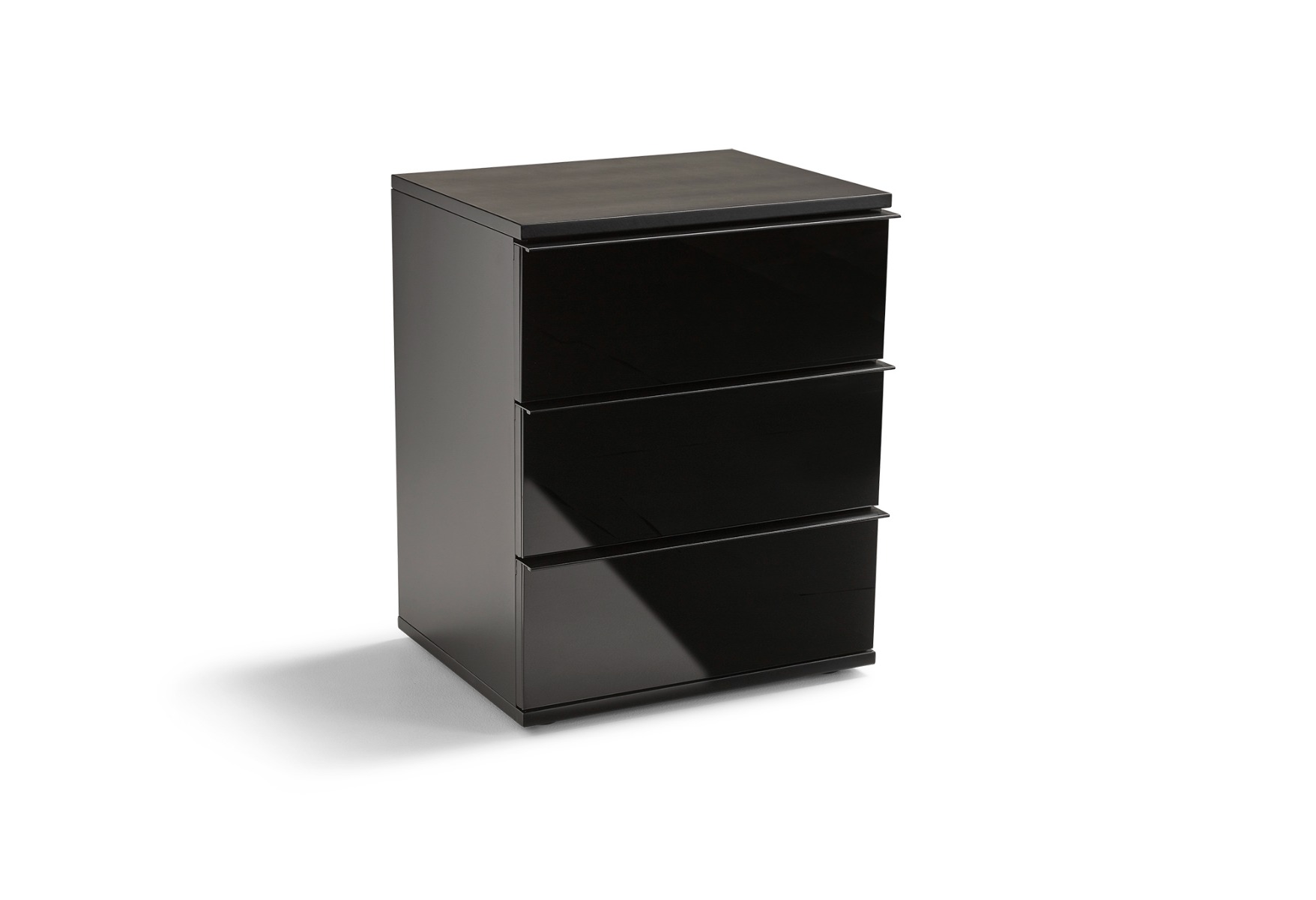 Nachtkast Astoria Zwart Eiken Glas | Swiss Sense product afbeelding