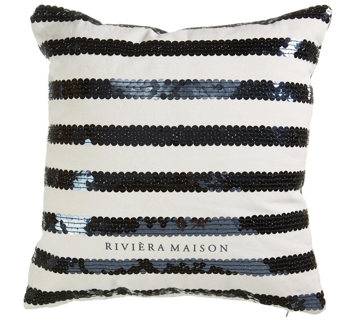 Rivièra Maison Sequin Stripe Cushion Blue Sierkussen product afbeelding