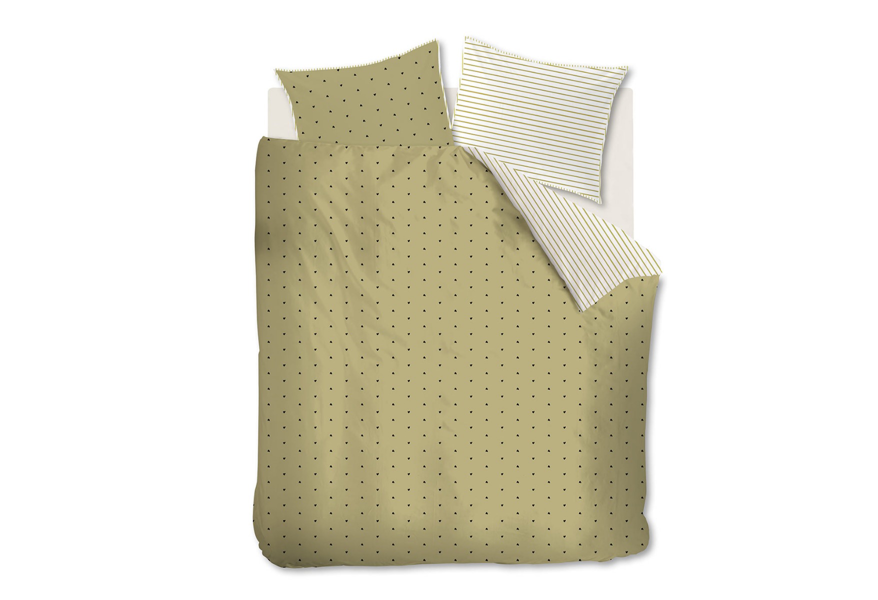 vtwonen Striped Hearts Dekbedovertrek Yellow | Swiss Sense product afbeelding