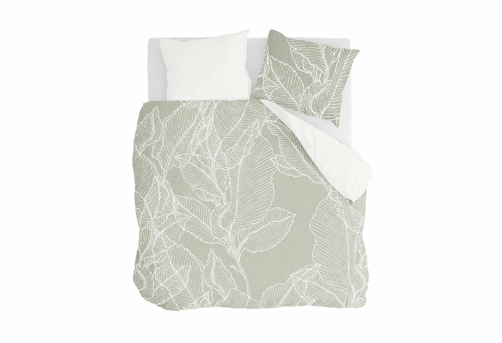 Walra Leaves&Trees Dekbedovertrek Olive Green | Swiss Sense product afbeelding