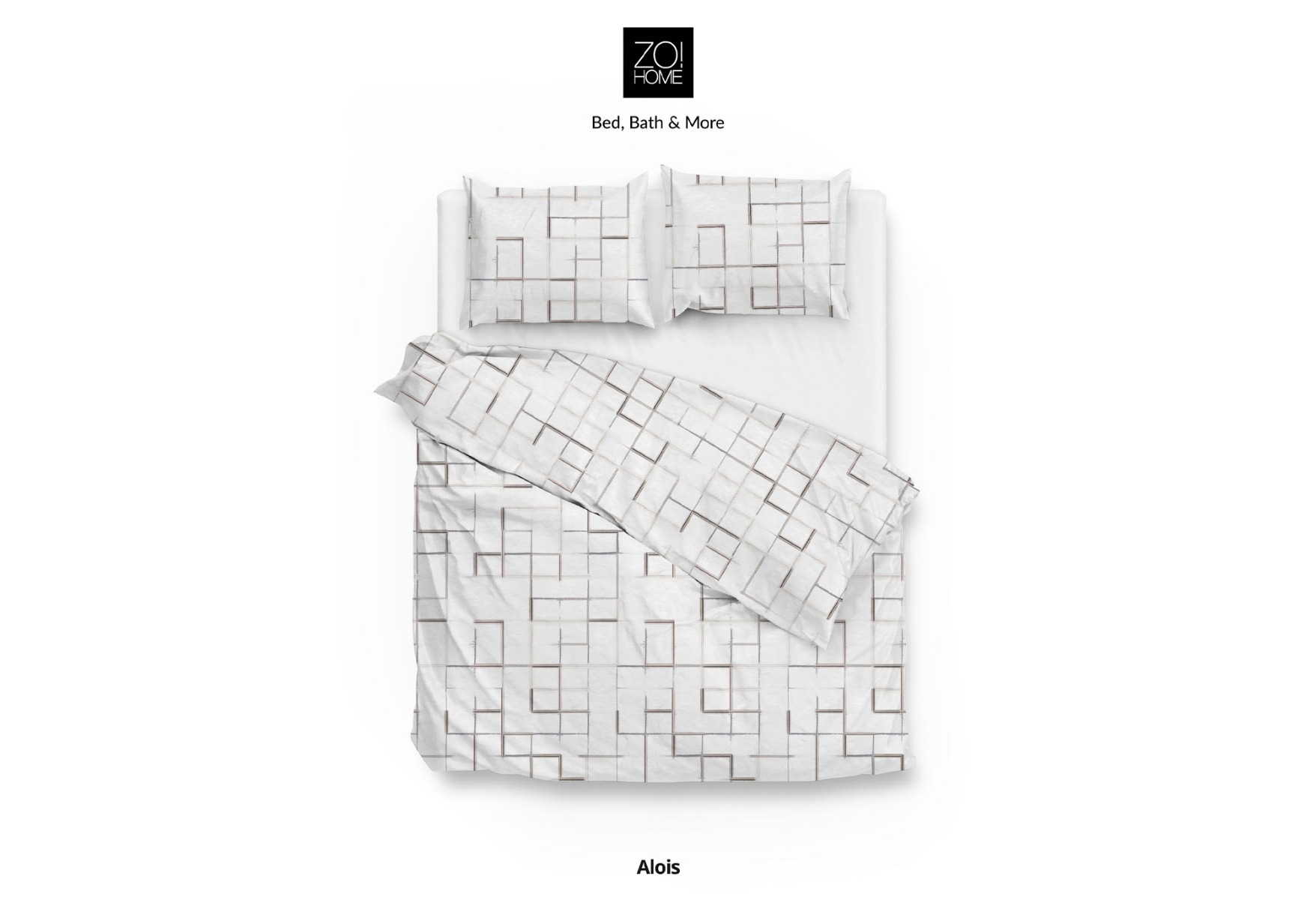 Zo!Home Alois Dekbedovertrek White/Grey product afbeelding