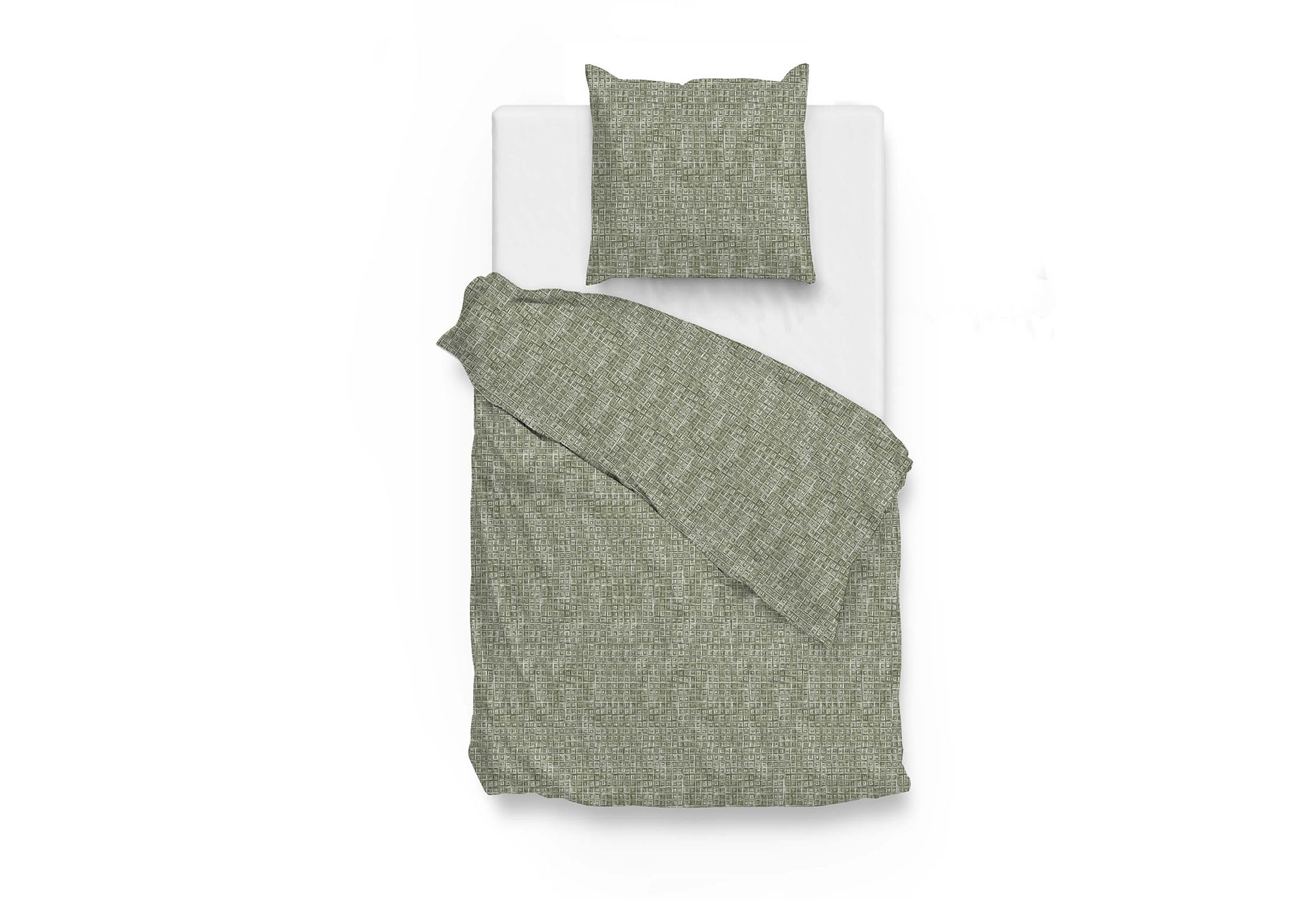Zo!Home Blitz Dekbedovertrek - Flanel - Eenpersoons - 140x200/220 cm - kalamata green