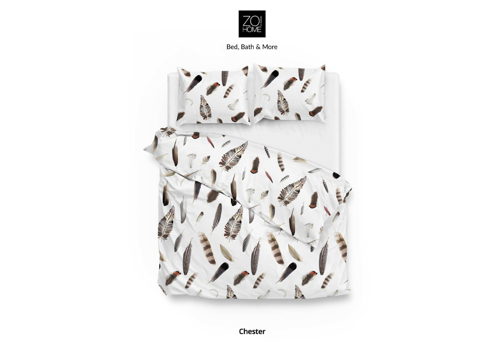 Zo!Home Chester Dekbedovertrek White/Brown product afbeelding