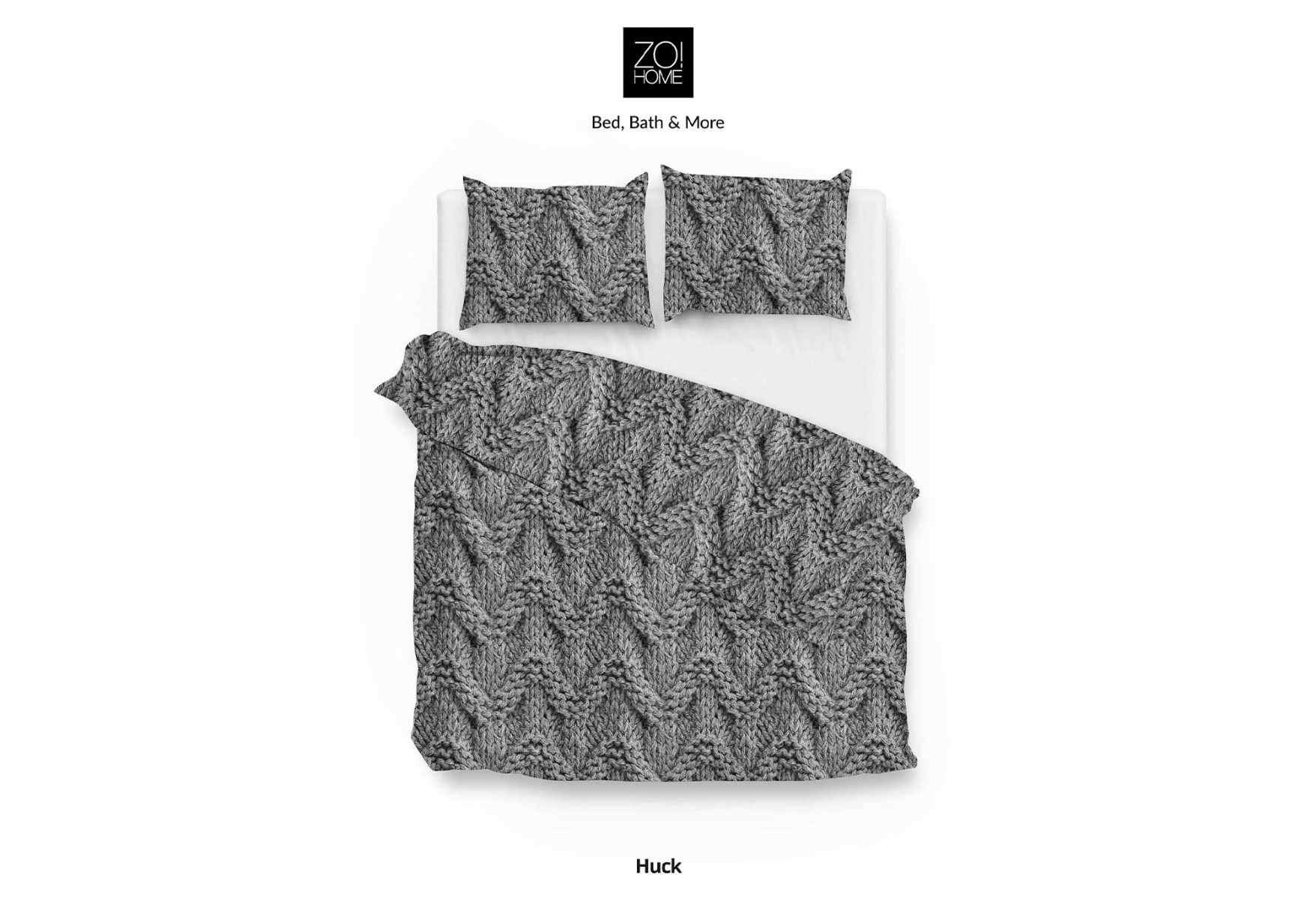 Zo! Home Huck Dekbedovertrek - Flanel - Lits-jumeaux - 240x200/220 cm - Dark Grey