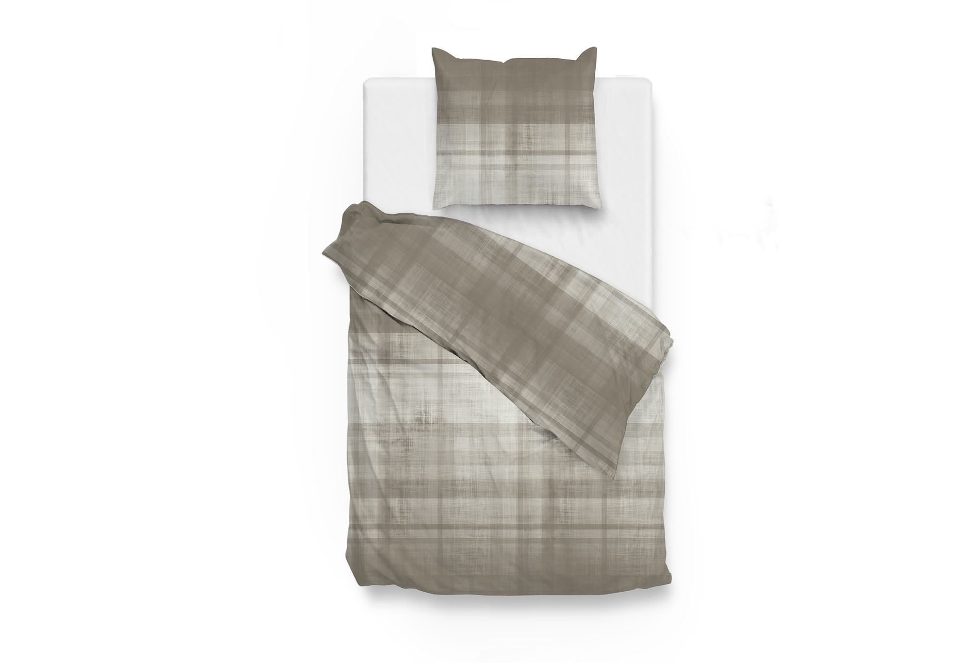 Zo!Home Marley Dekbedovertrek - Flanel - Lits Jumeaux - 240x200/220 cm - rock taupe
