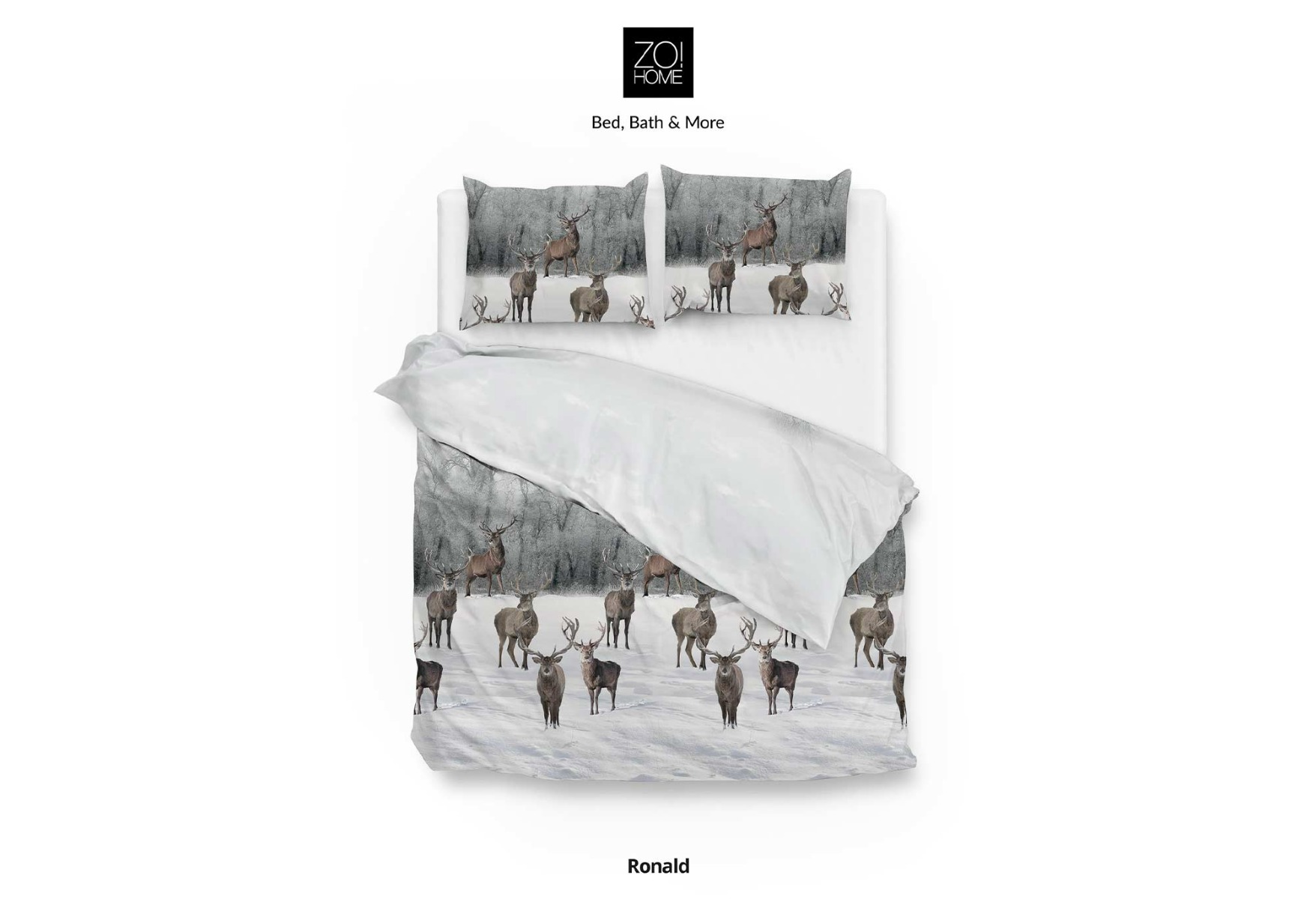 Zo! Home Ronald Dekbedovertrek - Flanel - Eenpersoons - 140x200/220 cm - White/Grey