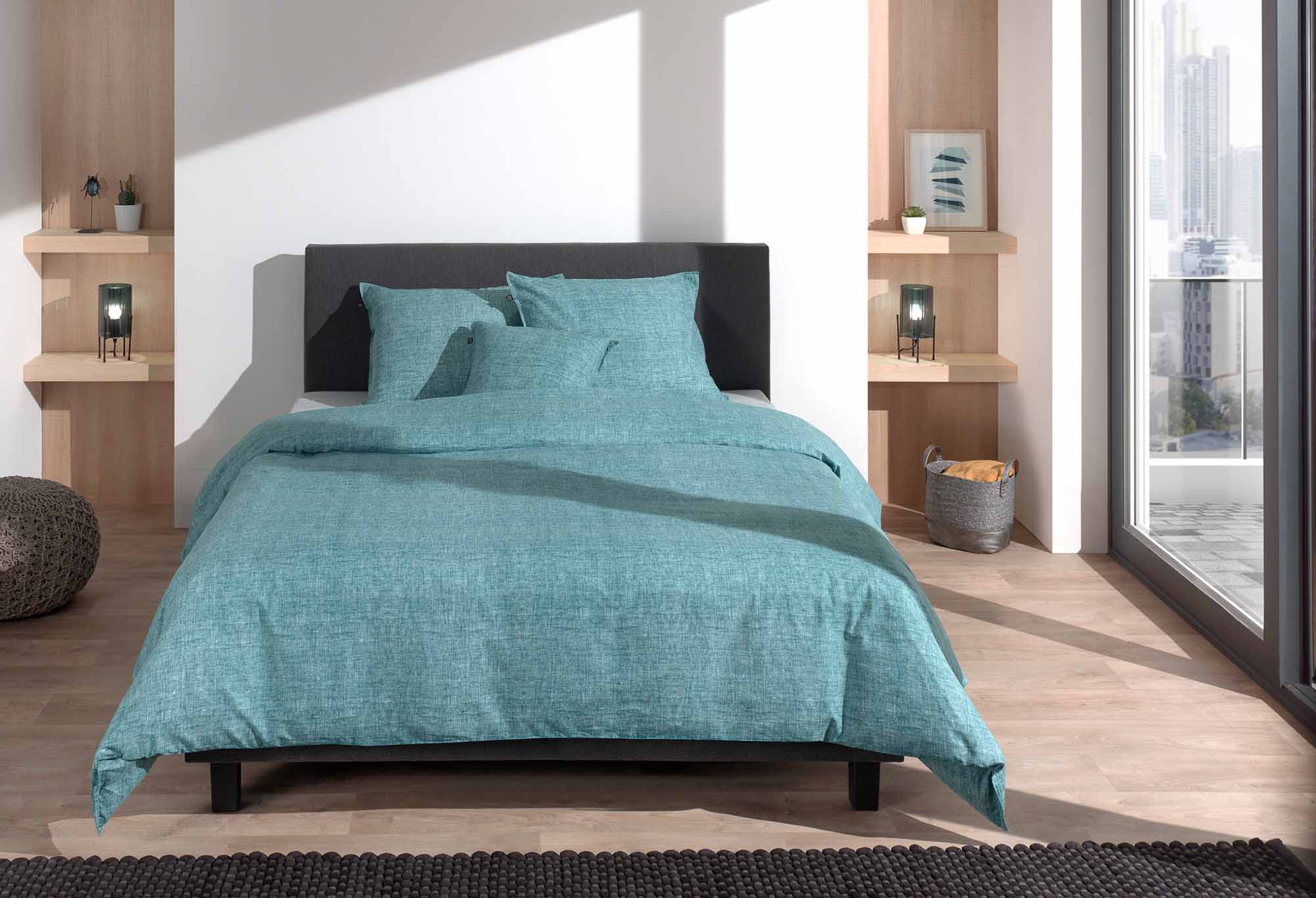 ZoHome Lino Dekbedovertrek - Tweepersoons - 200x200/220 cm - Emerald Green