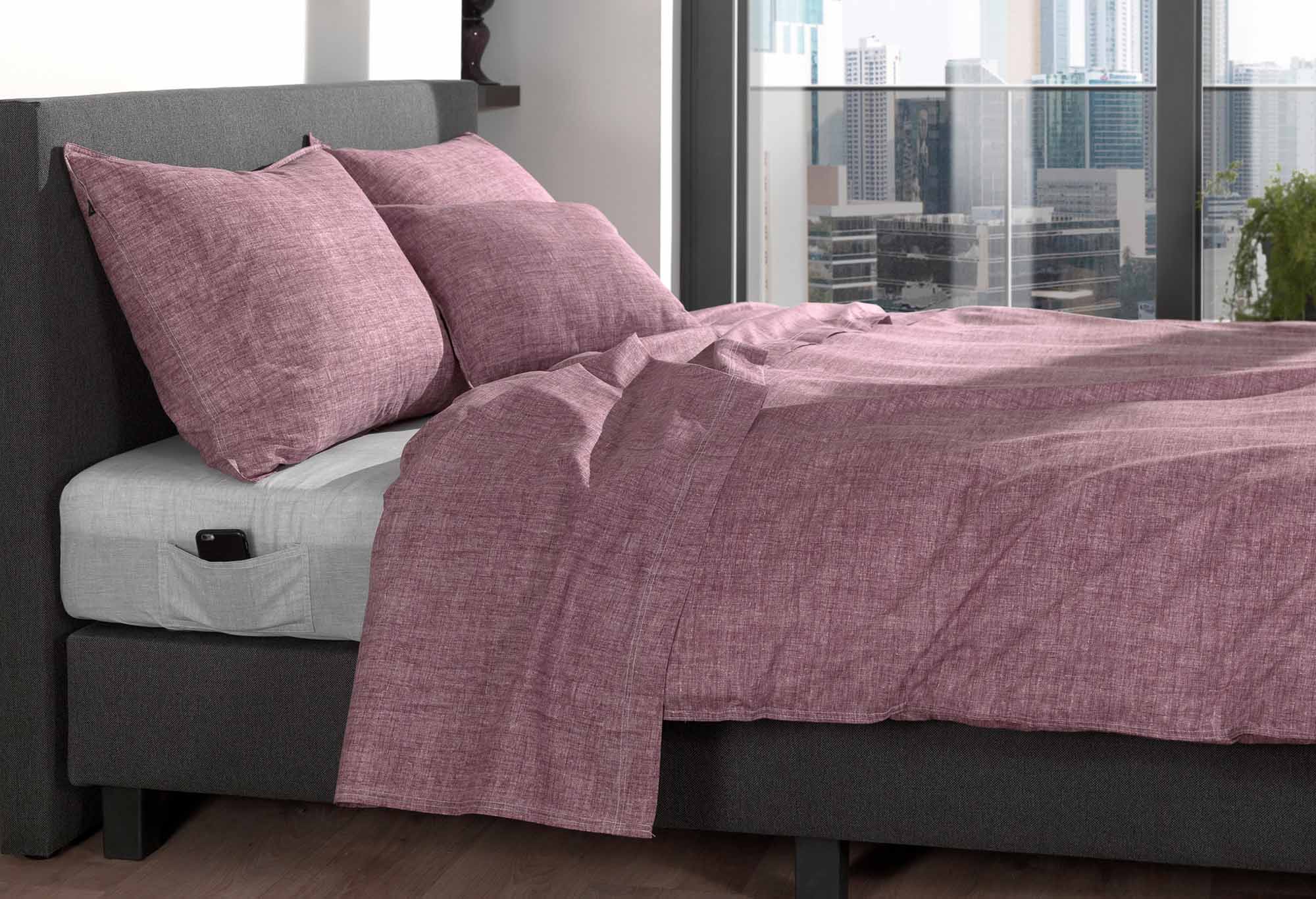 Zo!Home Lino Dekbedovertrek Wine Red | Swiss Sense product afbeelding