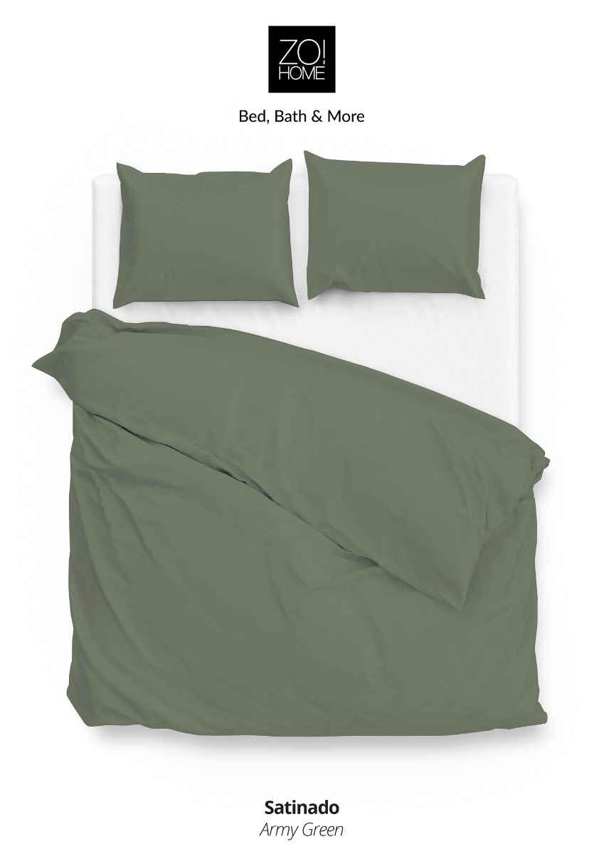 Zo!Home Satinado Dekbedovertrek Army Green | Swiss Sense product afbeelding