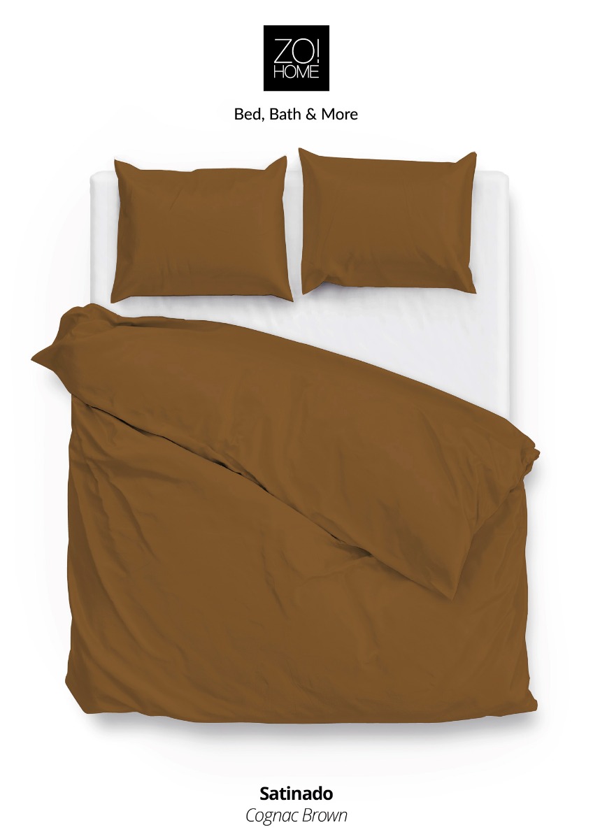 Zo!Home Satinado Dekbedovertrek Cognac Brown | Swiss Sense product afbeelding
