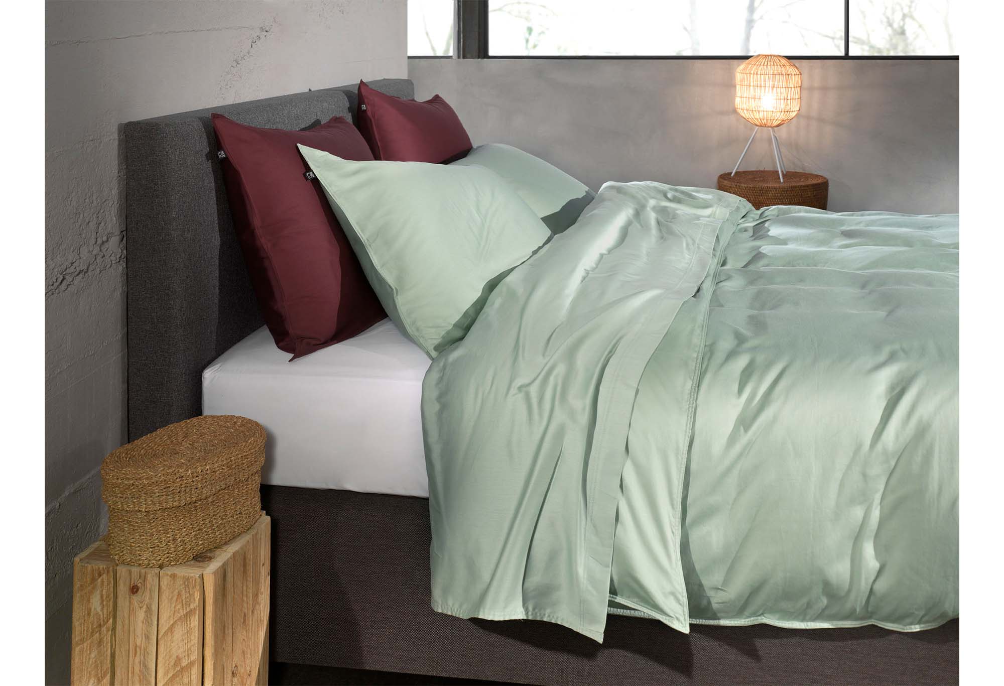 Zo!Home Satinado Dekbedovertrek Foam Green | Swiss Sense product afbeelding
