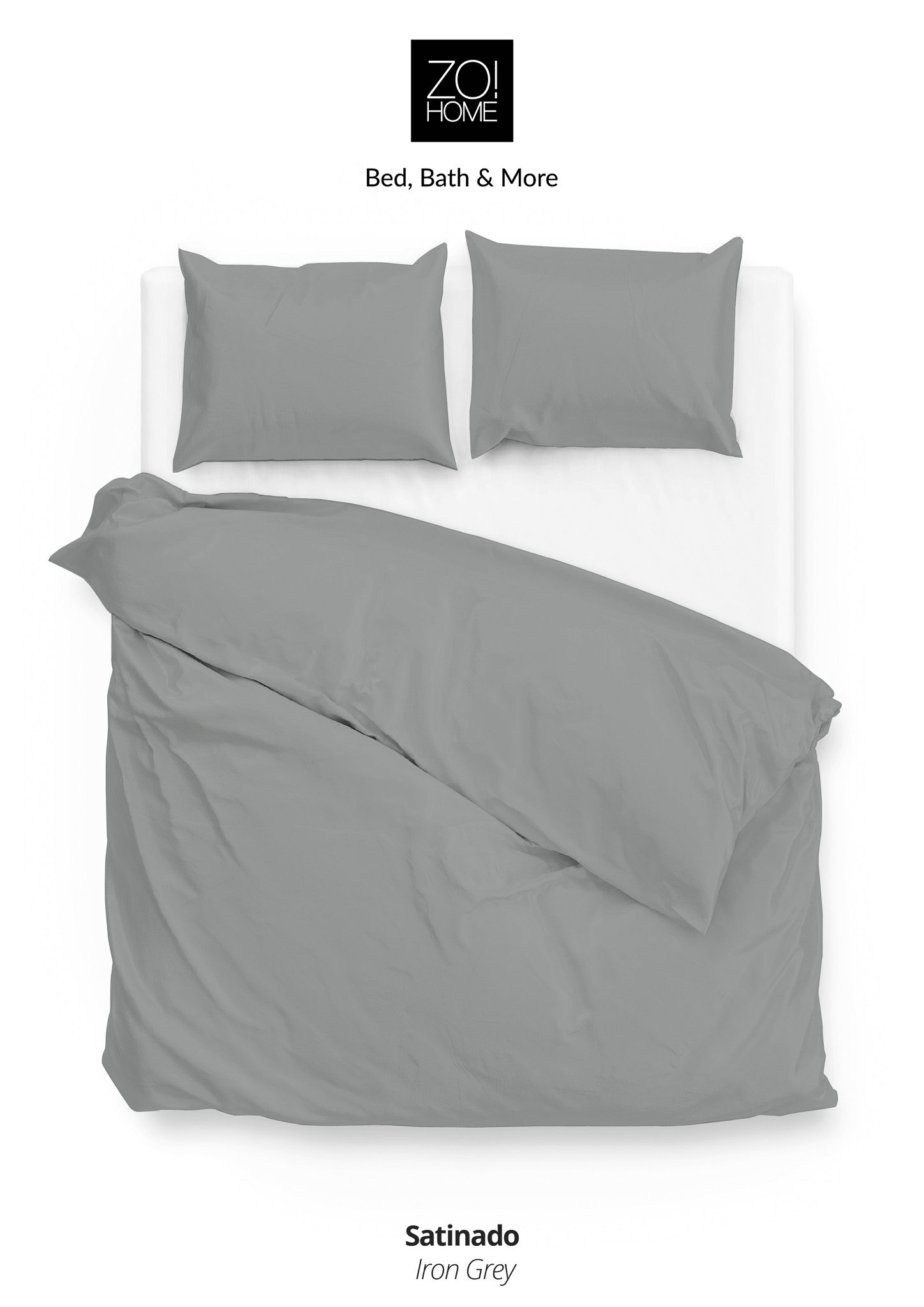 Zo!Home Satinado Dekbedovertrek Iron Grey | Swiss Sense product afbeelding