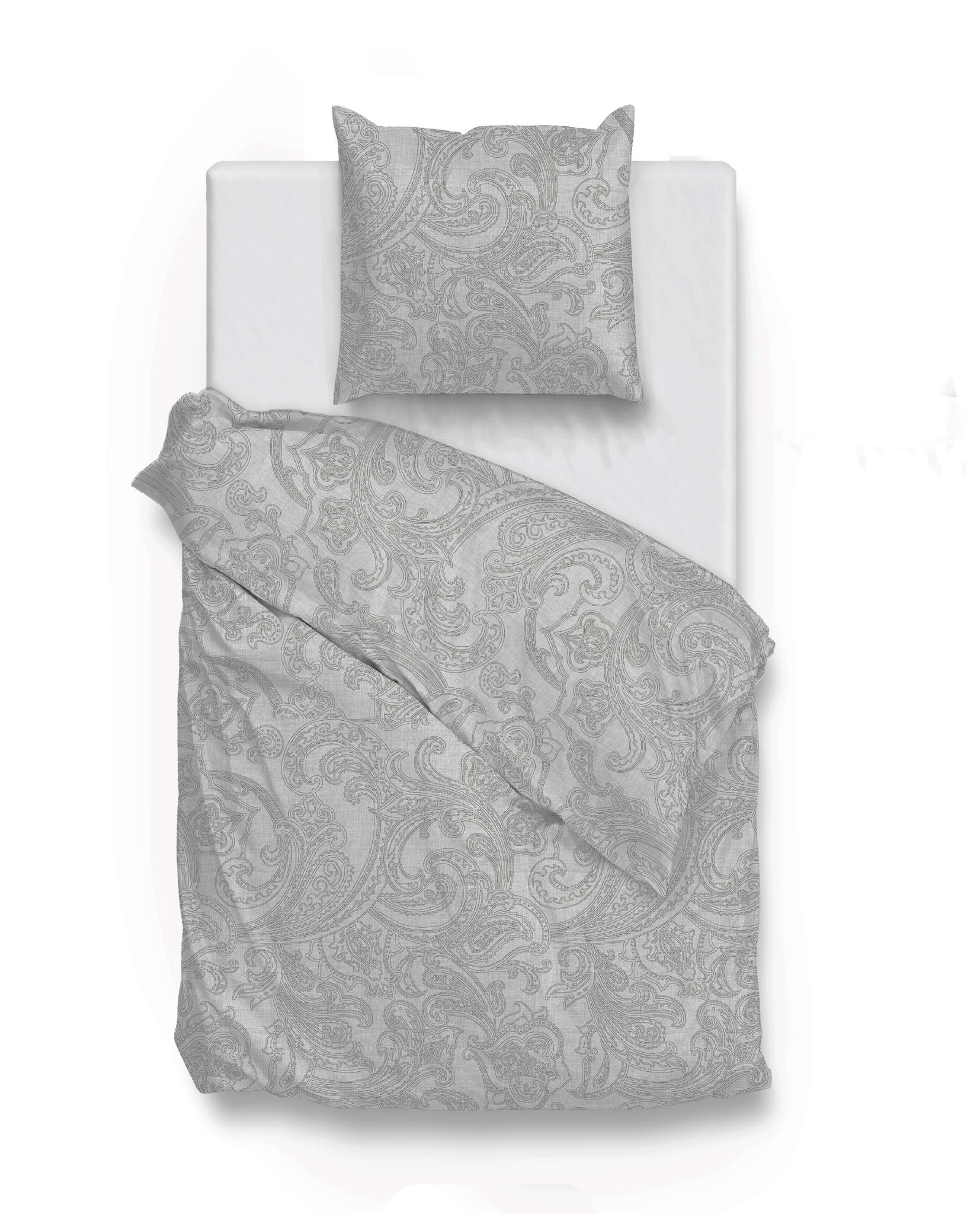 Zo!Home Paisley di Lino Dekbedovertrek - Tweepersoons - 200x200/220 cm - Dove Grey