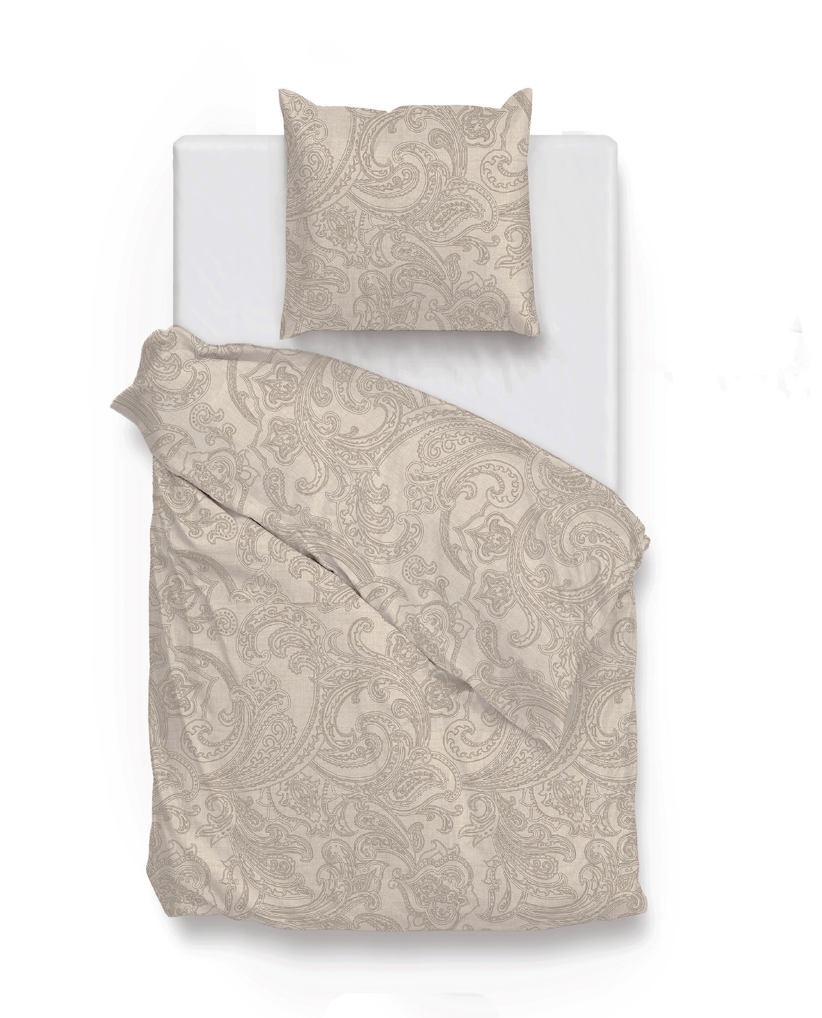 Zo!Home Paisley di Lino Dekbedovertrek - Eenpersoons - 140x200/220 cm - Sandy Beige
