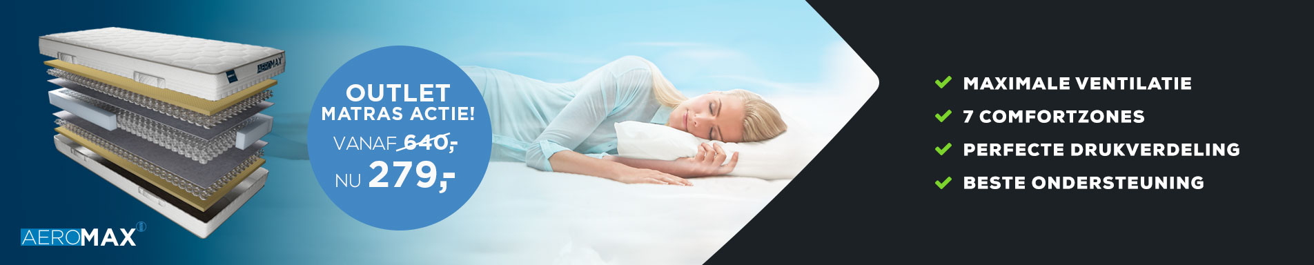 Outlet actie AEROMAX matrassen | Swiss Sense