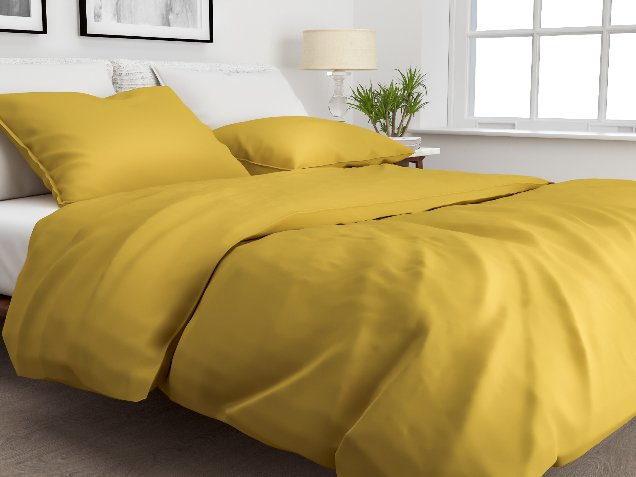 Zo!Home Lino Dekbedovertrek Ochre Gold| Swiss Sense
