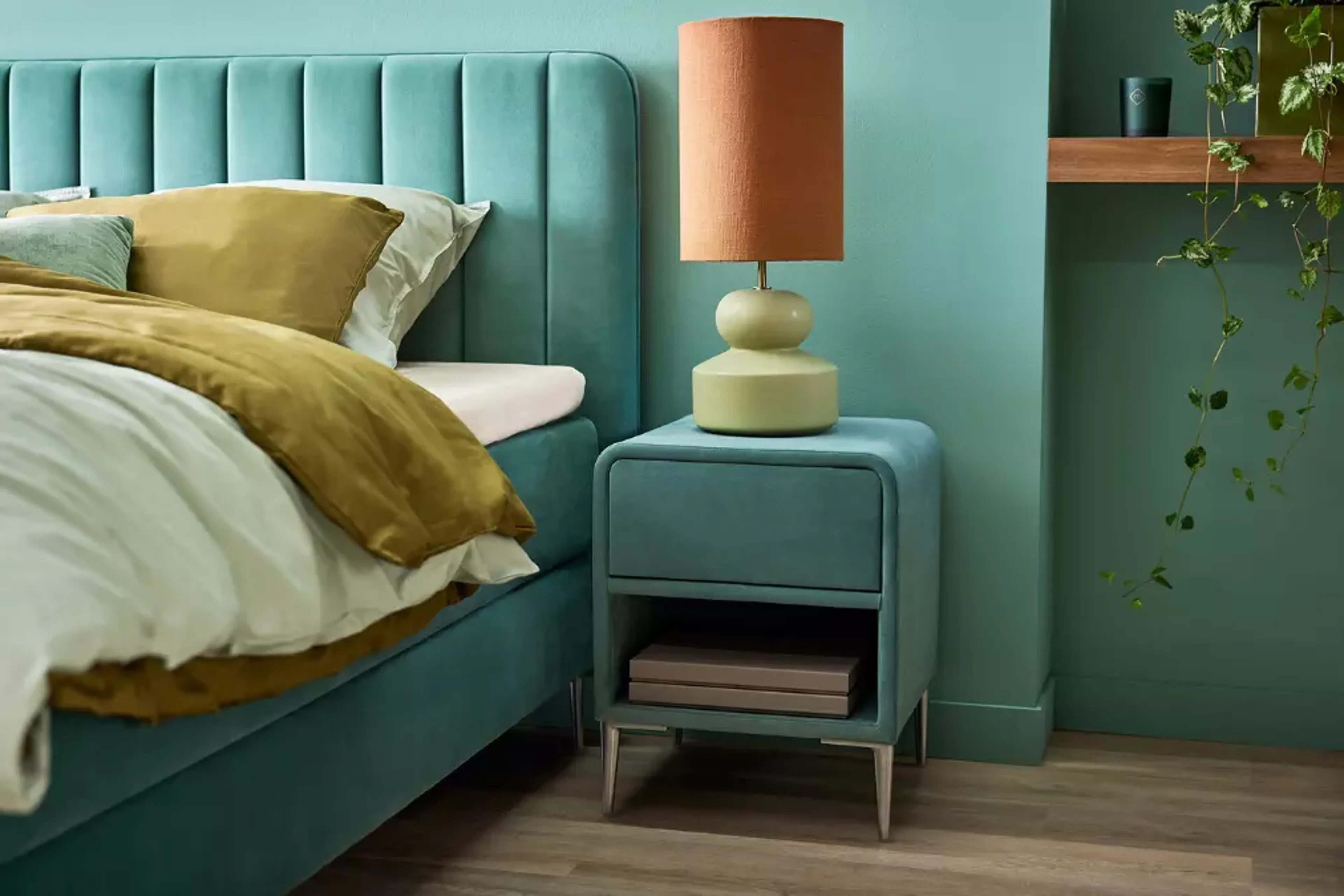 Kleurrijke blauwe slaapkamer