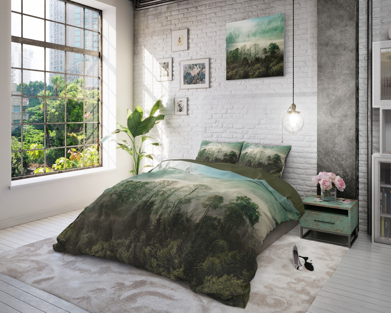 Dreamhouse Nature Forest Green Dekbedovertrek | Swiss Sense